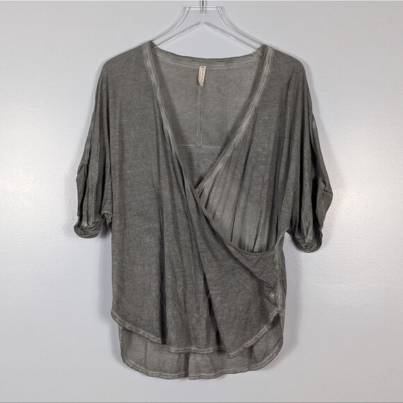 Free People Tops - Free People Movement Gray Faux Wrap Shirt Women's Small